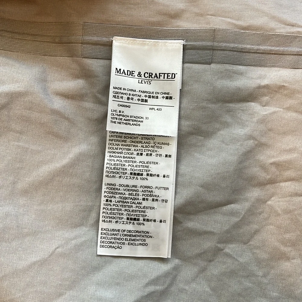 MADE & CRAFTED RARE Levi’s Rain Jacket size 0 - trim BOVINE LEATHER - GOOD C - Picture 12 of 17